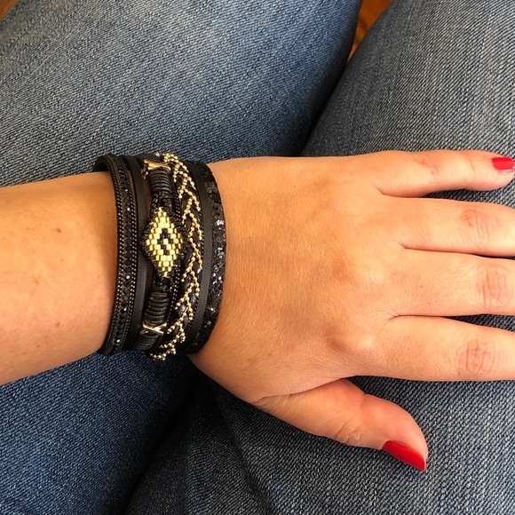 Evil Eye Multilayer faux Leather Bracelet - Picture 3 of 4